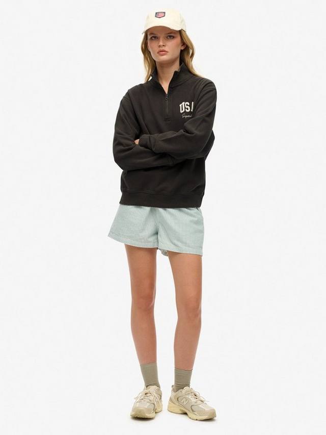 Свитшот Athletic Essentials свободного кроя полузастежка из хлопка Superdry, Charcoal — фото 3