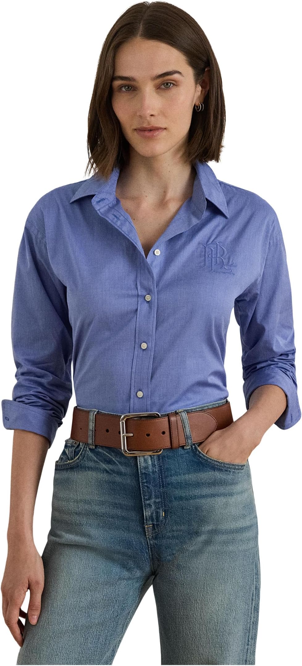 

Рубашка Lauren Ralph Lauren Relaxed Fit Cotton Shirt, синий