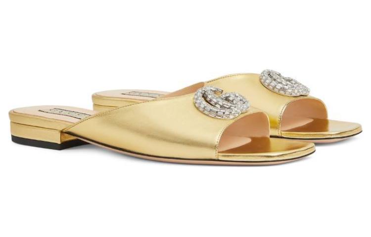 GUCCI Сланцы Harlow Slide женские Gold — фото 3