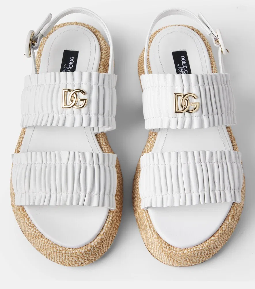 Сандалии DG из кожи с драпировкой Dolce&Gabbana Kids, белый — фото 4