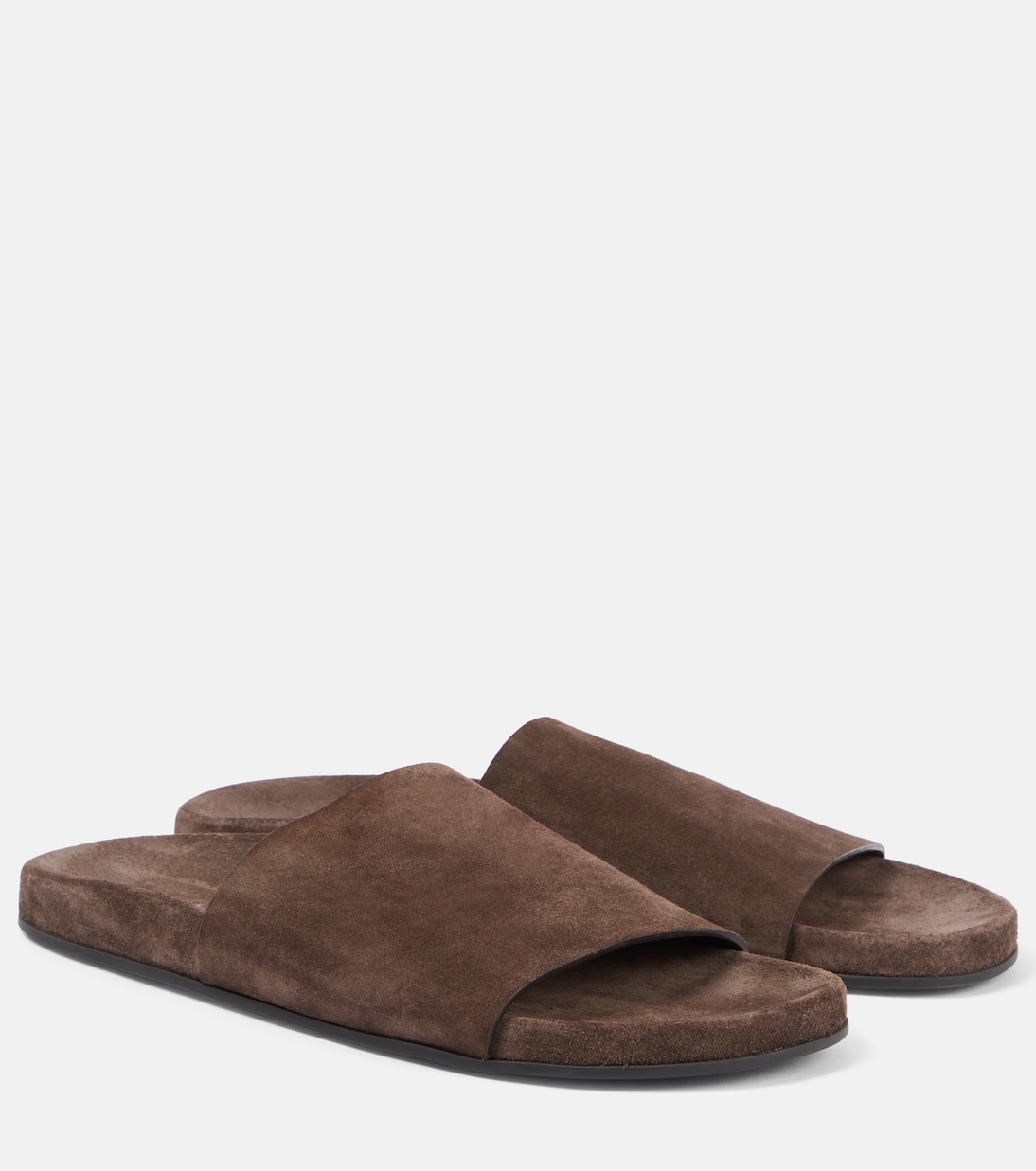 Хью замшевые шлепанцы The Row, Lacquer Brown
