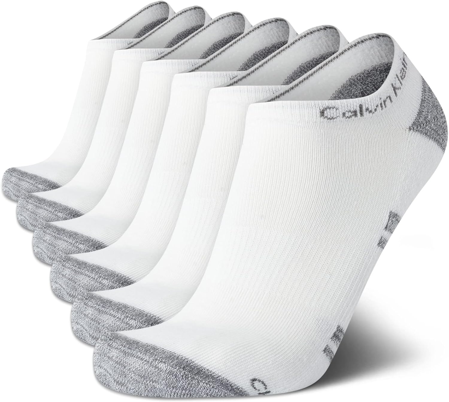 

Мужские носки Calvin Klein No Show - 6 пар мягких хлопковых носков с низкой посадкой, мягкие, для мужчин, для занятий спортом и бега, White Assorted