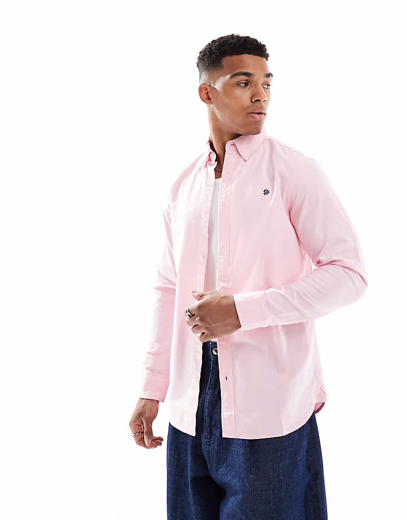 

Рубашка Оксфорд с длинным рукавом Superdry Classic в розовом цвете
