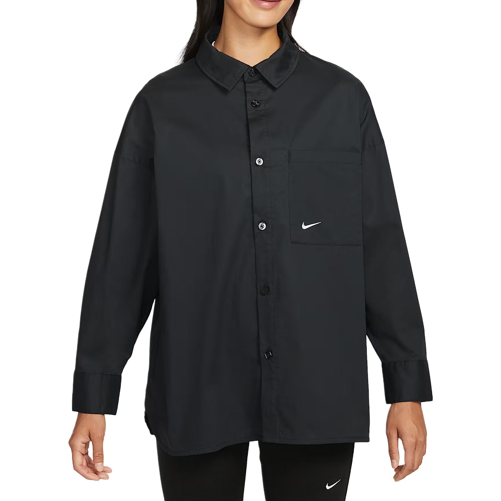 Женская рубашка из поплина chill Nike, черно-белый — фото 2