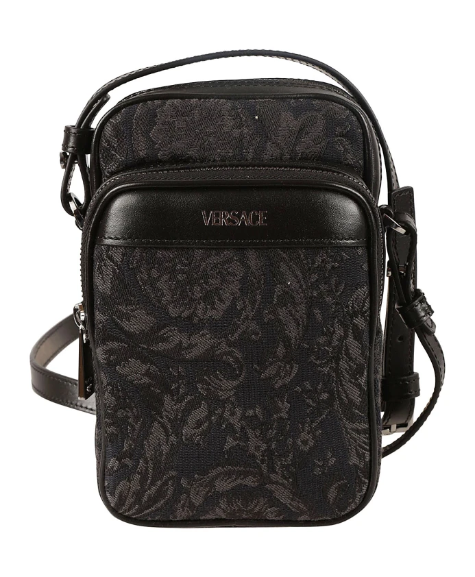 

Сумки через плечо из жаккардовой ткани Versace, черный