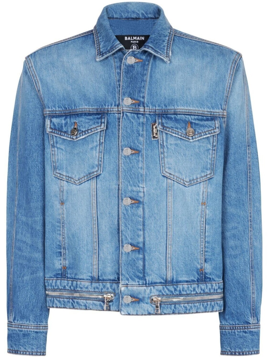 

Balmain zip-detail denim jacket, синий