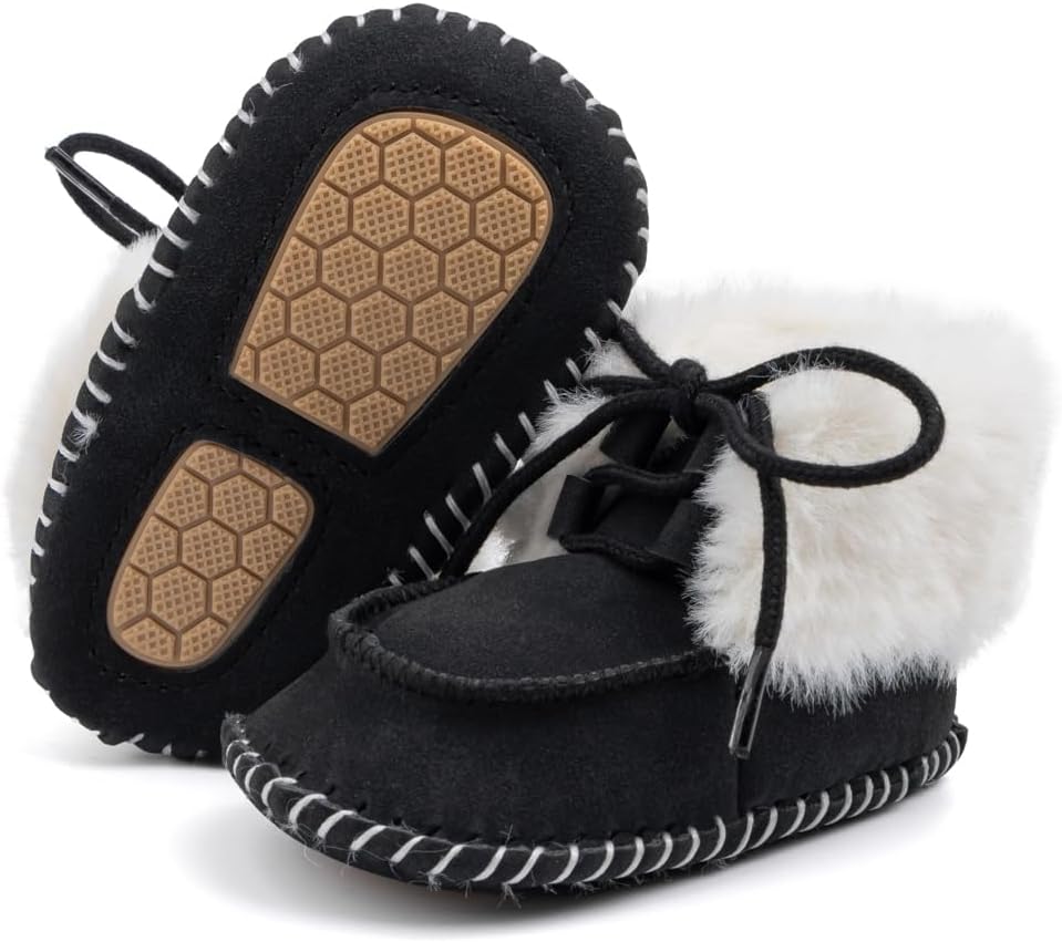 

Детские универсальные теплые ботинки с меховой подкладкой, мягкие, зимние для малышей, с нескользящей резиновой подошвой, зимние пинетки для малышей Zoolar, A4/Black