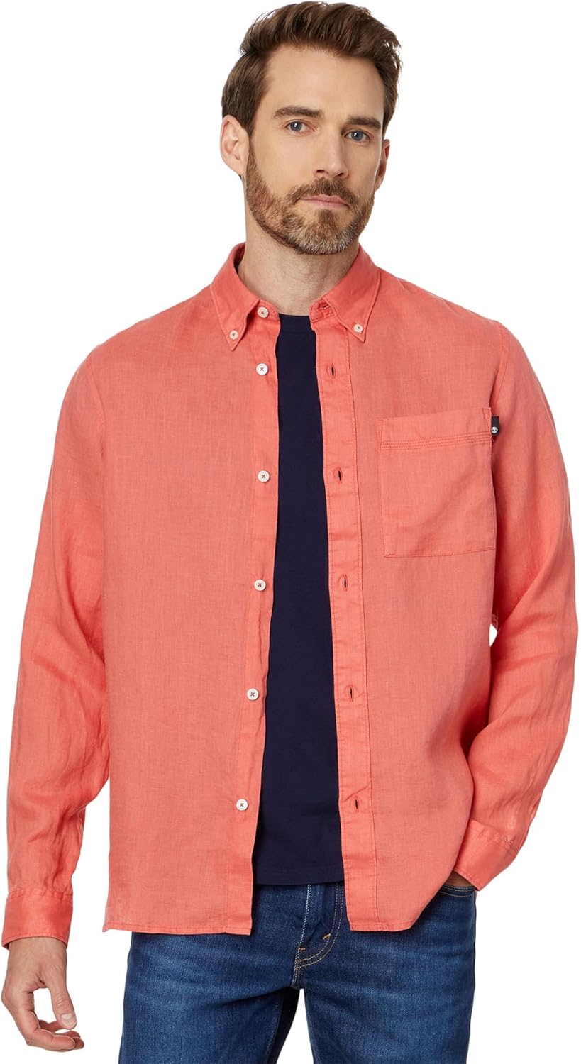 

Timberland мужская рубашка с нагрудным карманом из льна, Burnt Sienna App