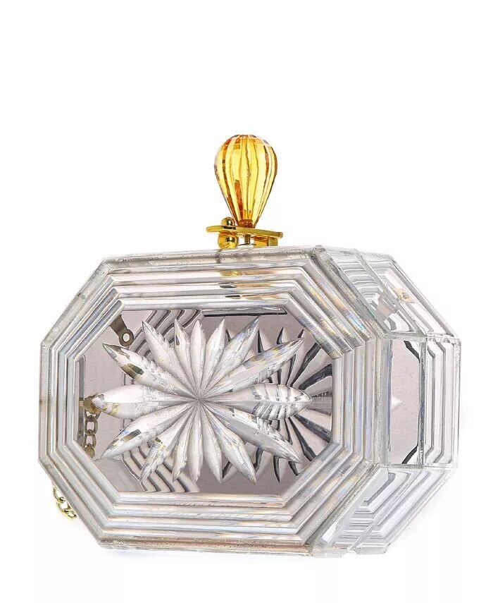 

Женский флакон духов, прозрачный, с цветочным узором, акриловая коробка-клатч Milanblocks, серый