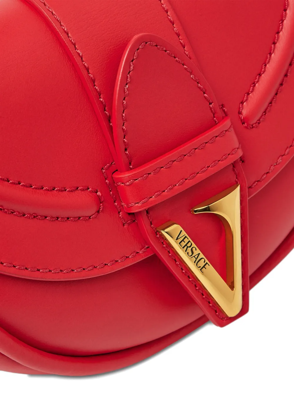 Сумка через плечо из кожи с изогнутым клапаном VERSACE, красный — фото 4