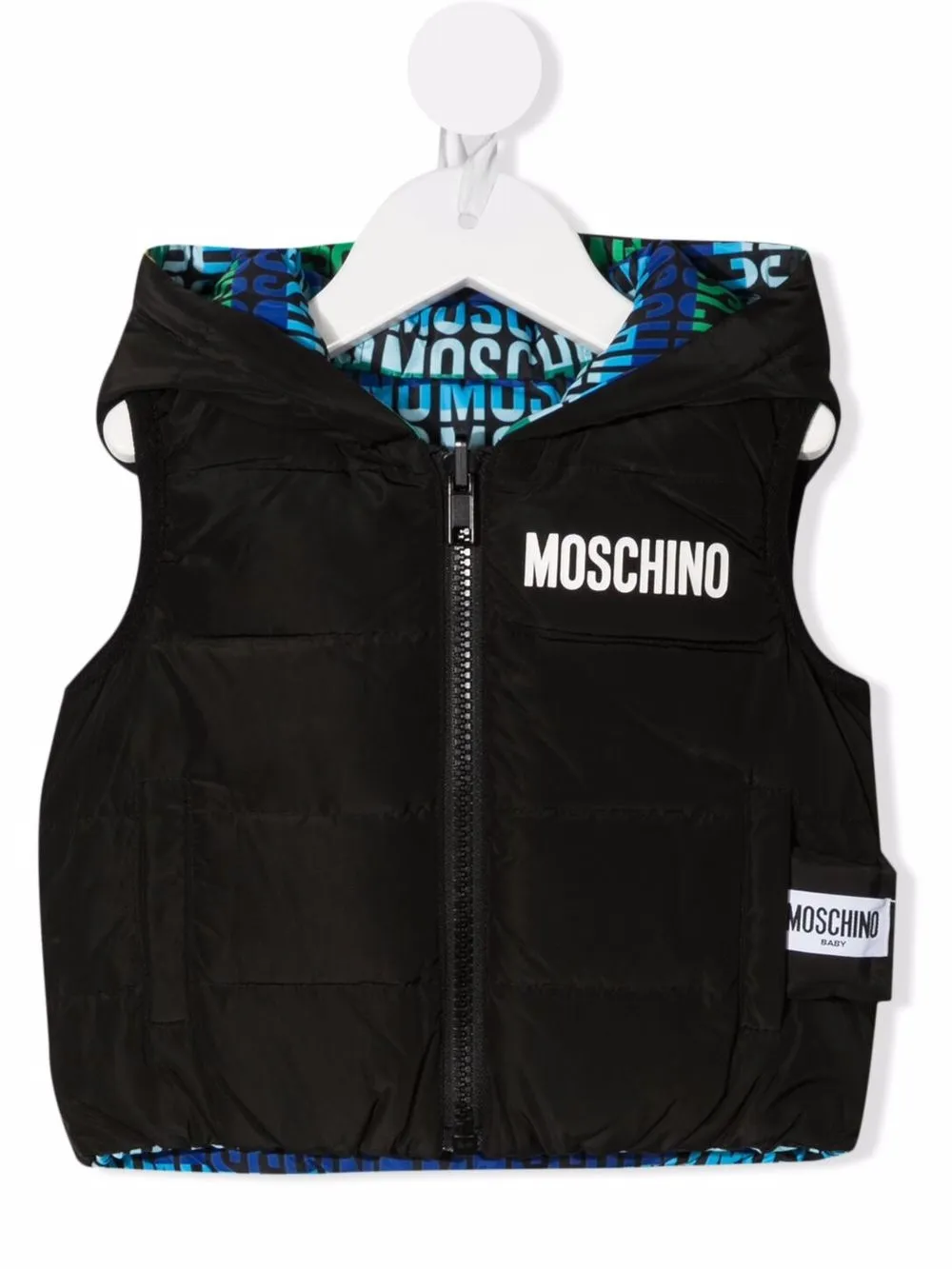 

Жилет с капюшоном и логотипом Moschino Kids, черный