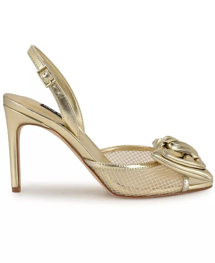 Женские босоножки Gergia Stiletto Heel Open Toe Dress Sandals Nine West, золотой — фото 2