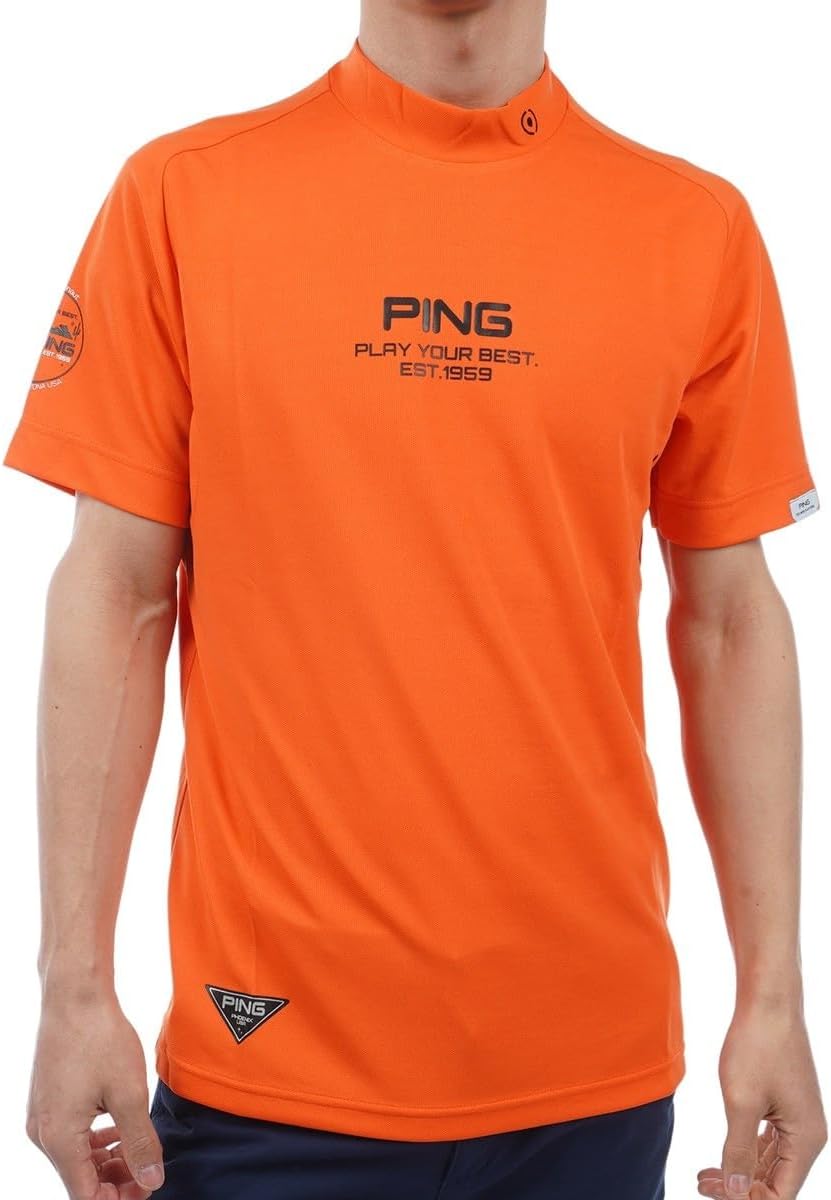

Мужская рубашка с коротким рукавом и высоким воротником Pin Apparel 621-4167317 (антибактериальная, влагоотводящая, антистатическая) / для гольфа, 150оранжевых Ping