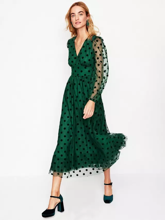 

Платье Boden Christina Polka Dot Tulle Midi, зеленый