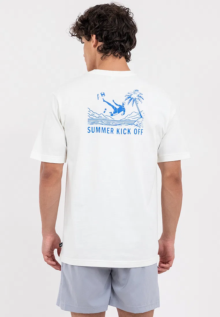 Футболка спортивная с графическим принтом, Summer Slides Adidas, белый — фото 3