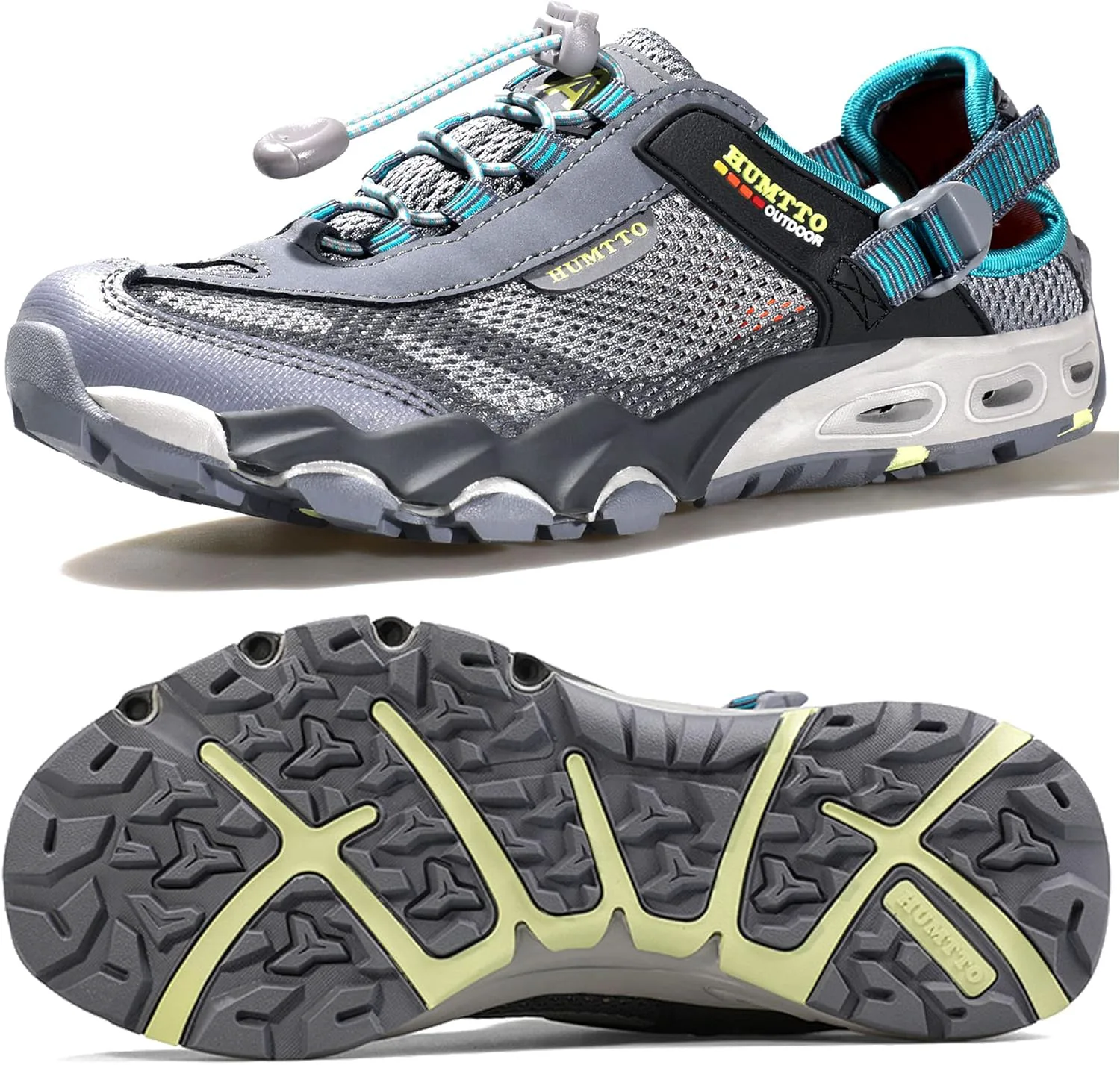 

Мужские водные туфли HUMTTO - походные сандалии для мужчин, уличные водные сандалии с закрытым носком, нескользящие речные туфли, летние быстро сохнущие акваобувь, синий/серый