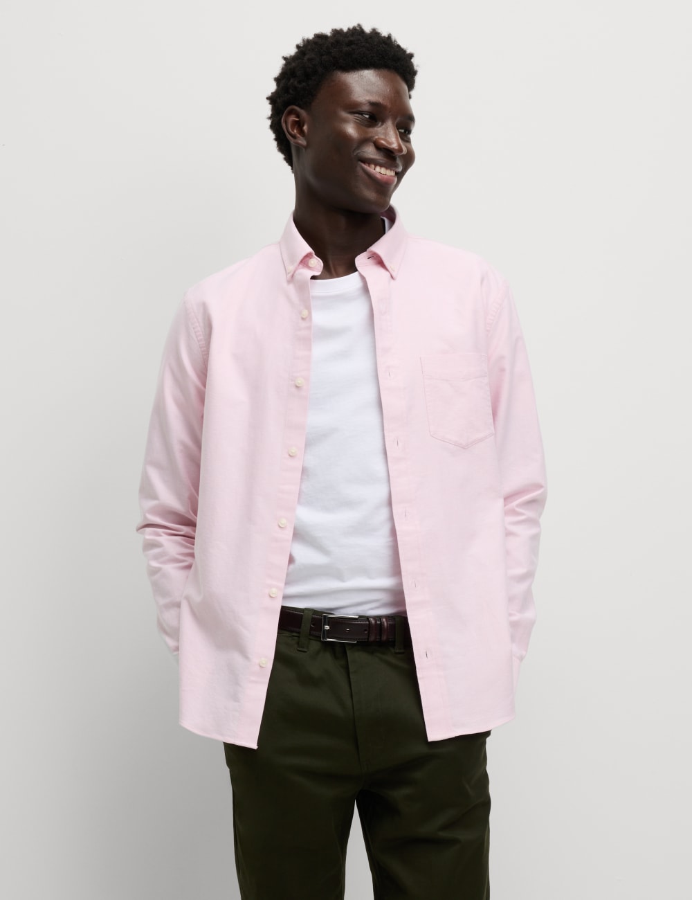 

Рубашка Oxford Slim Fit из чистого хлопка Marks & Spencer, розовый