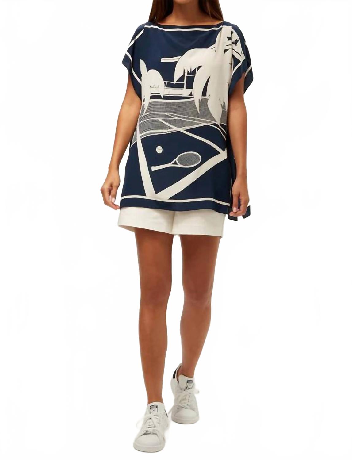 

Топ Rina с разрезными рукавами в цвете инк/уайтвош Trina Turk, Ink/Whitewash