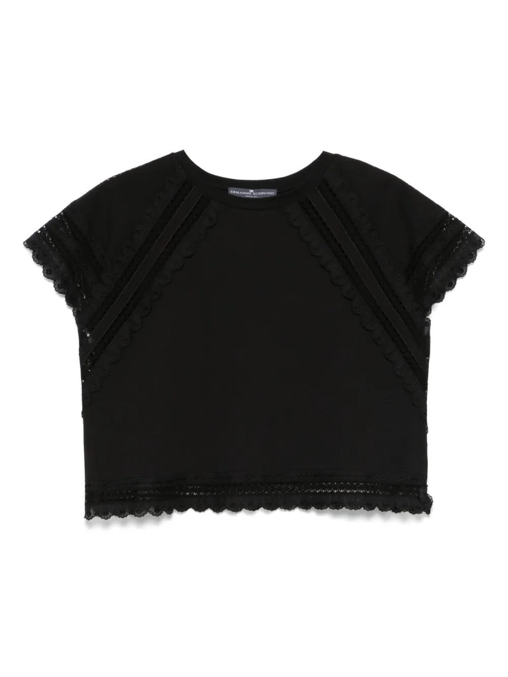 

Блузка с кружевной отделкой Ermanno Scervino, черный