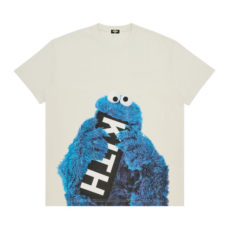 

Футболка Kith x Sesame Street Cookie Monster Tee 'Chalk', белый