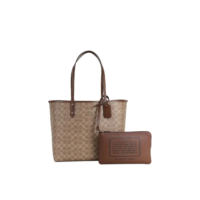 

COACH Городская женская сумка через плечо из ПВХ с элементами искусственной кожи большая коричневая