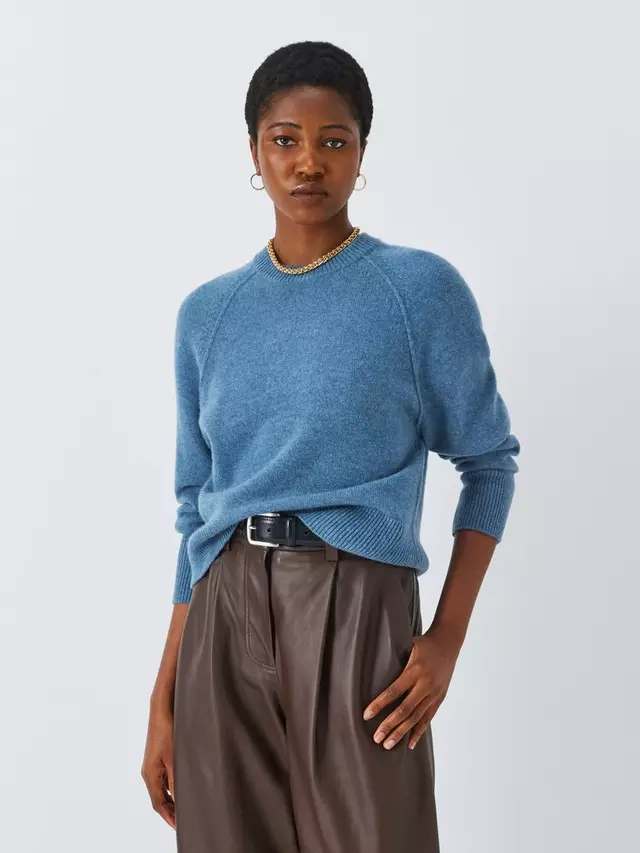 

Джемпер John Lewis Cashmere Lofty Raglan Crew Neck, цвет blue/denim