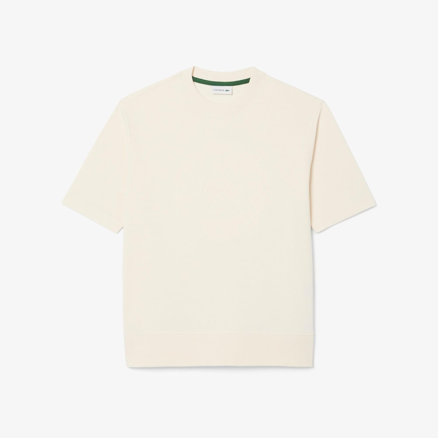 Мужская толстовка с коротким рукавом LACOSTE с однотонной строчкой, светло-бежевый — фото 4