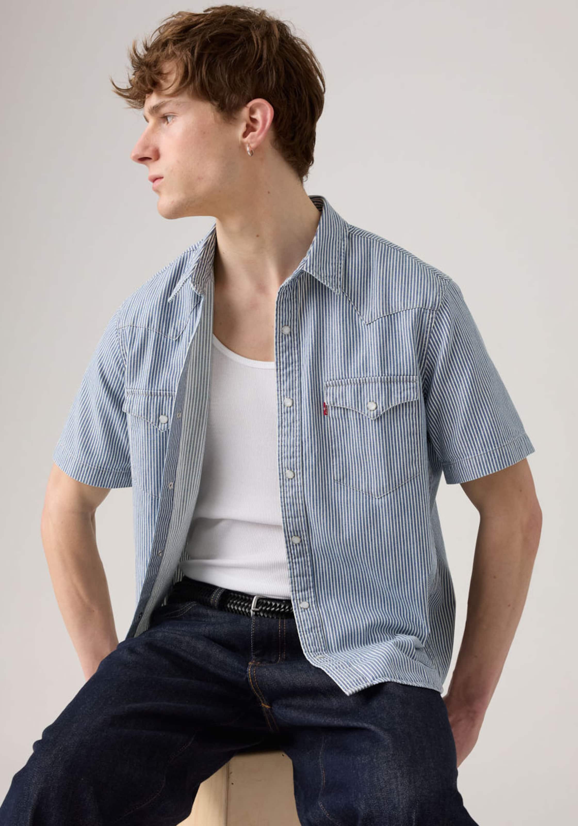 LEVI'S  Рубашка на пуговицах синего цвета Regular fit — фото 3