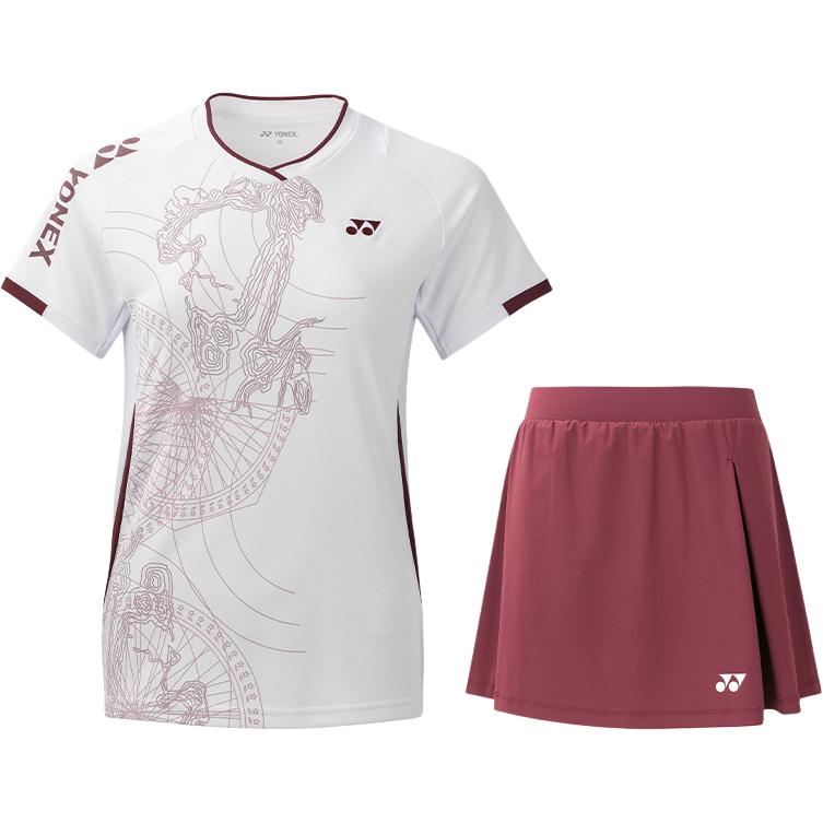 

YONEX Женский комплект одежды Casual Suits белый топ+темный умбер низ
