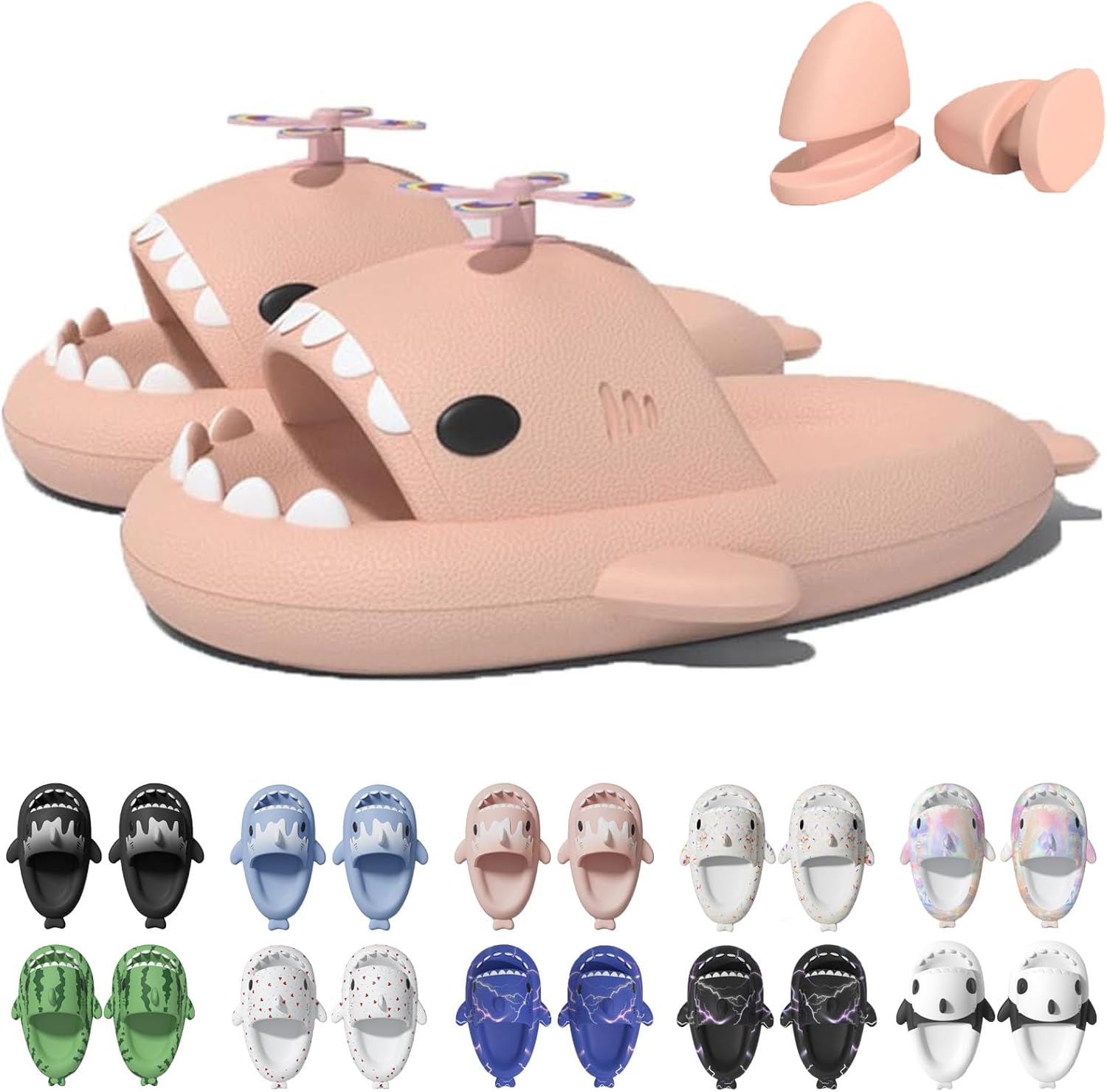 

Сланцы Jfxgjuv Ice Cream с акулой, сланцы с 3D забавными плавниками, унисекс сланцы с облаками и акулой, ЭВА сланцы с открытым носком для душа, бассейна, пляжа, розовый