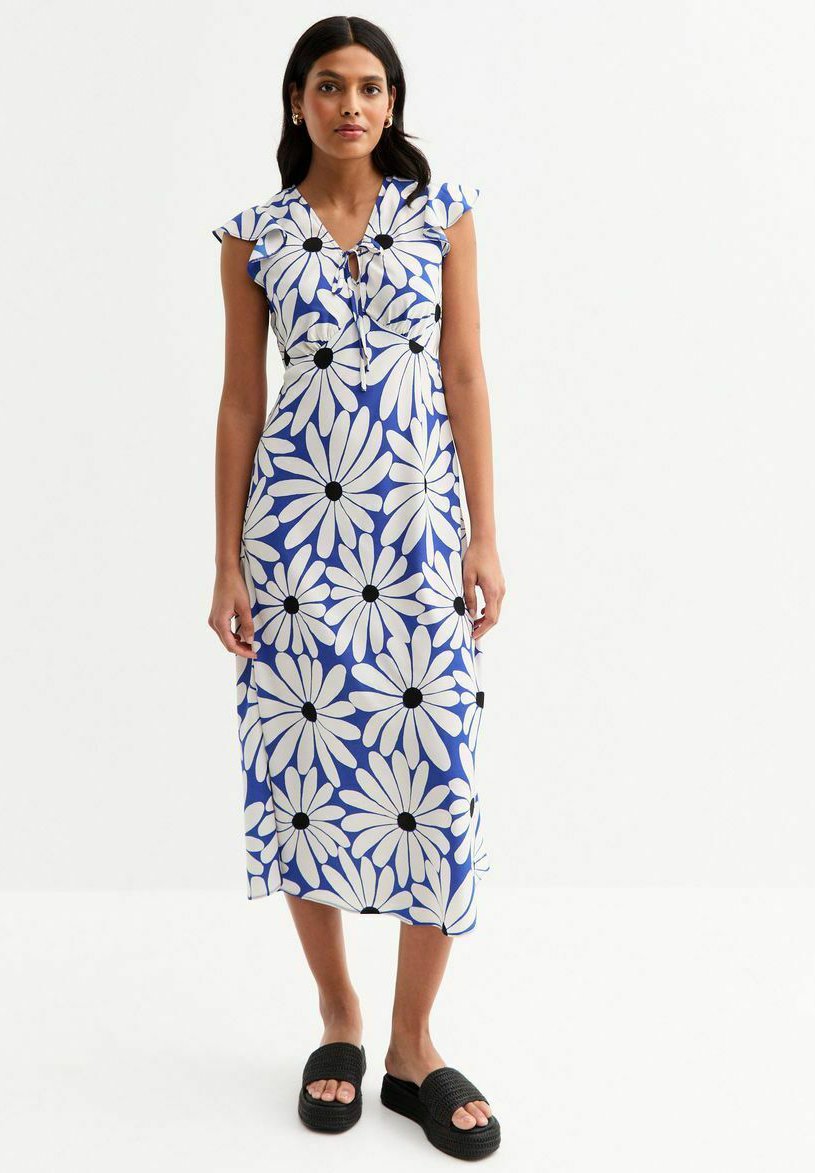 

Повседневное платье FLORAL PRINT V-NECK MIDI New Look, синий