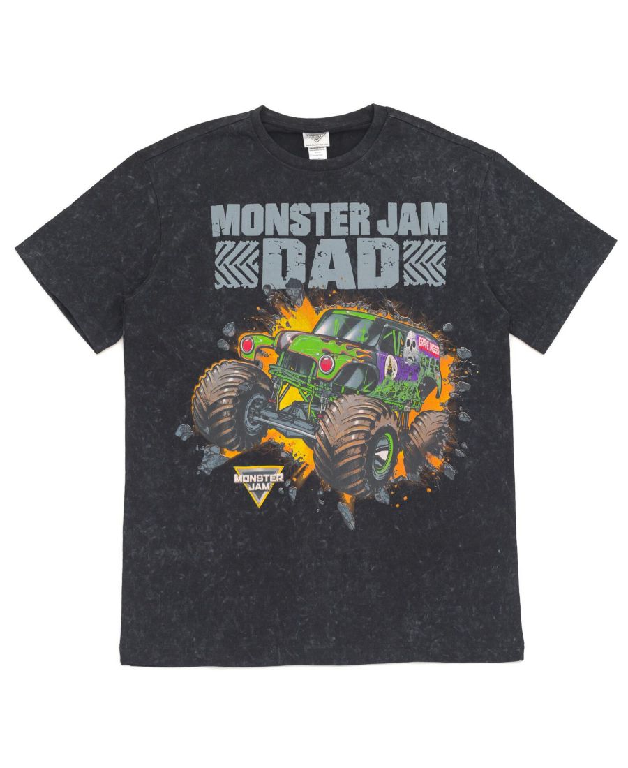 Детская футболка в винтажном стиле для всей семьи Monster Jam, Black, mens — фото 2