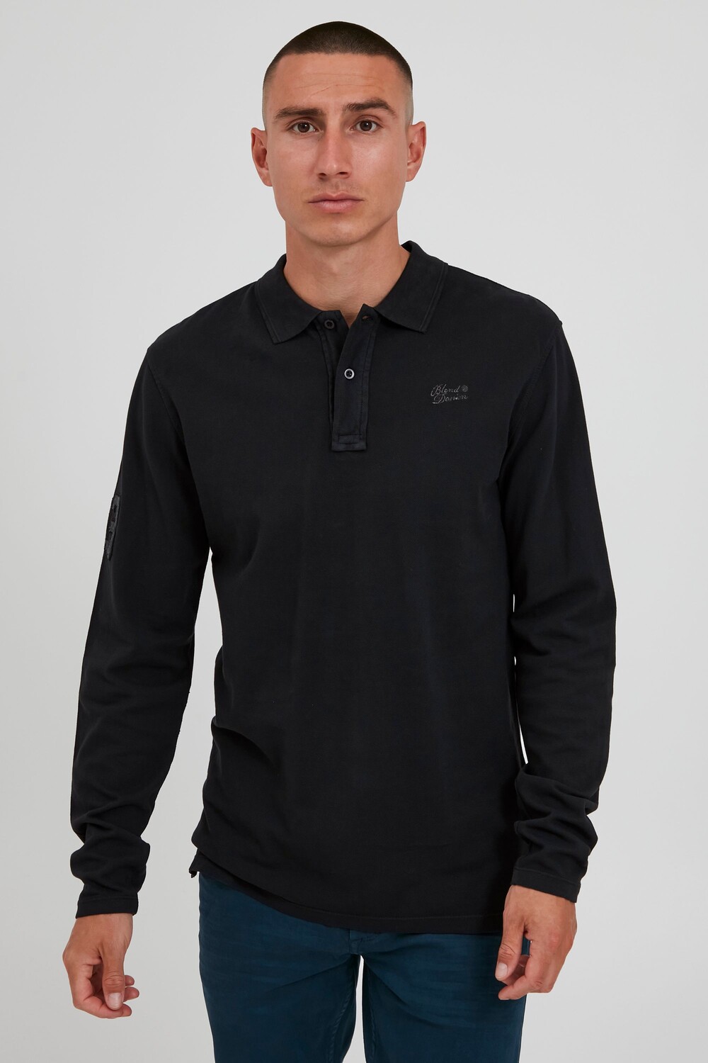 

Лонгслив BLEND Langarm Poloshirt, черный