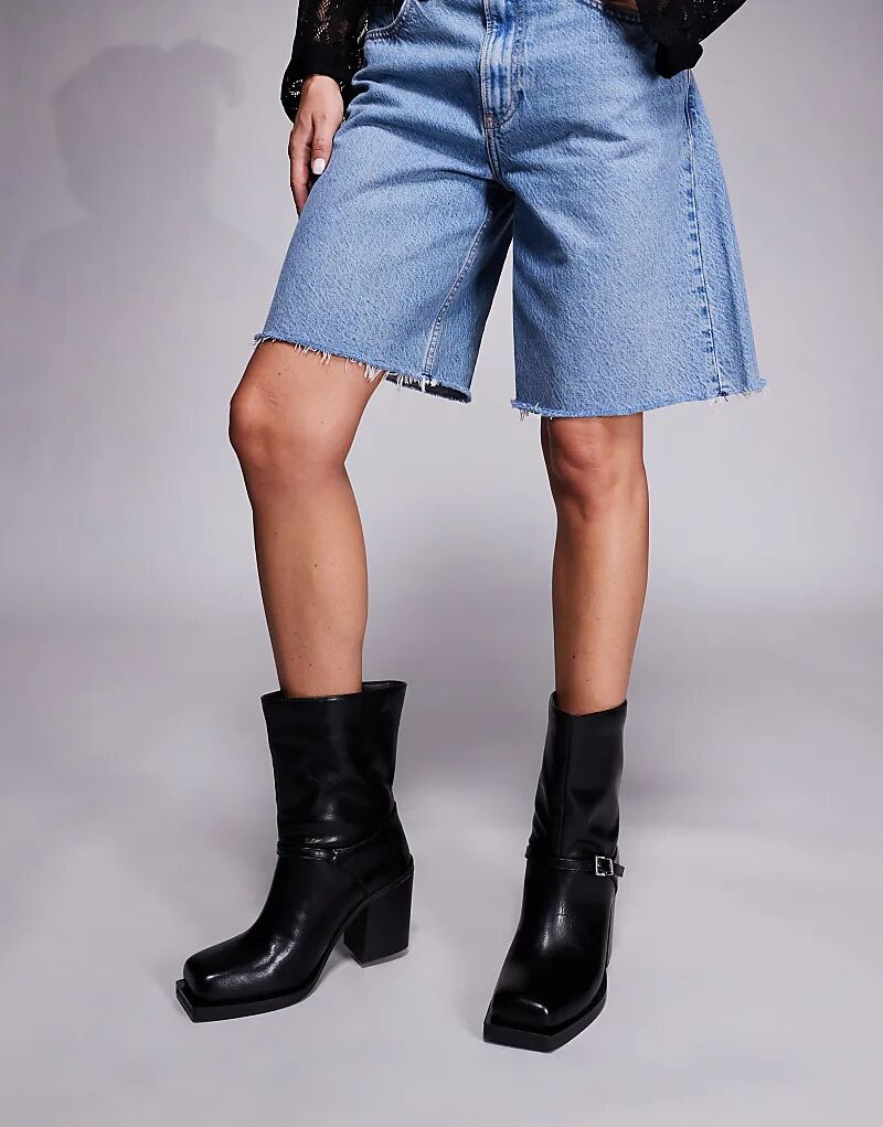 Ботильоны Public Desire Dusty Wide Fit с квадратным носком и каблуком, черные — фото 4