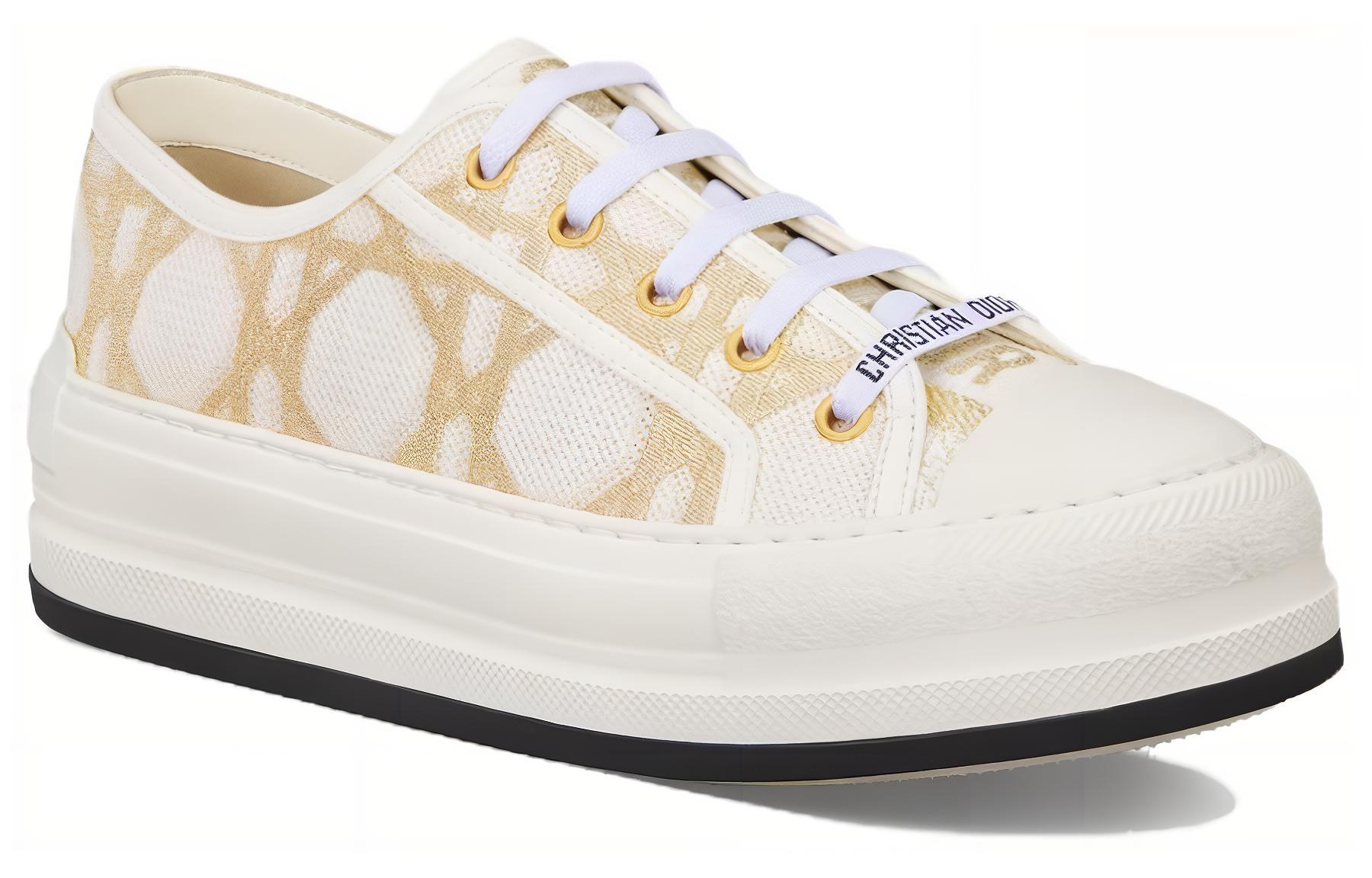 Прогулочные кроссовки Dior Low Top для женщин бело-золотые — фото 3