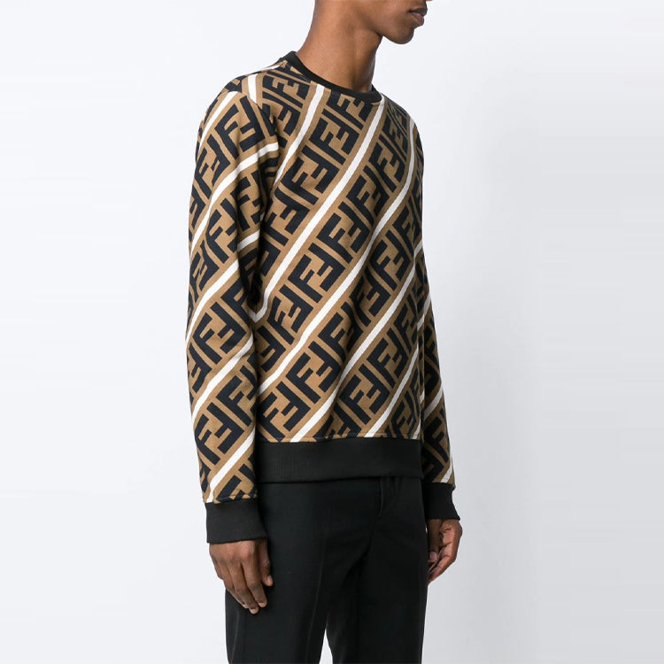Худи Men's FENDI Logo Cotton Colorblock Sports Brown, коричневый — фото 4