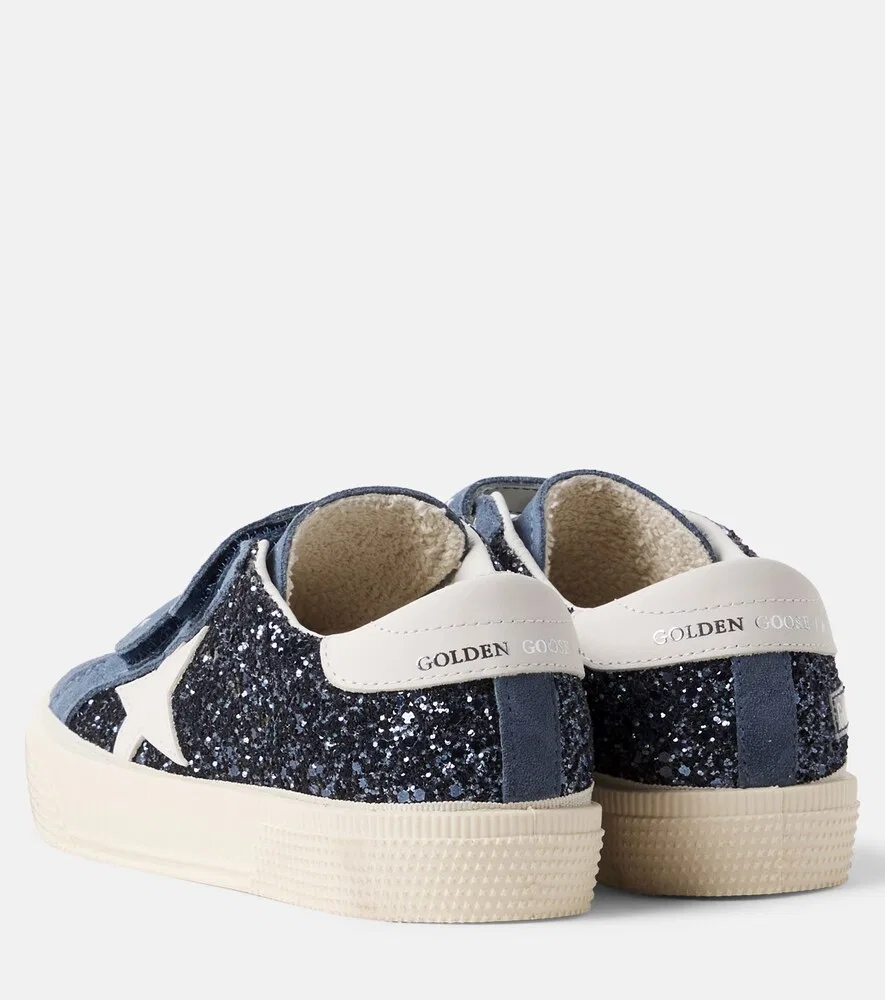 Майские замшевые кроссовки с блестками Golden Goose Kids, синий — фото 2