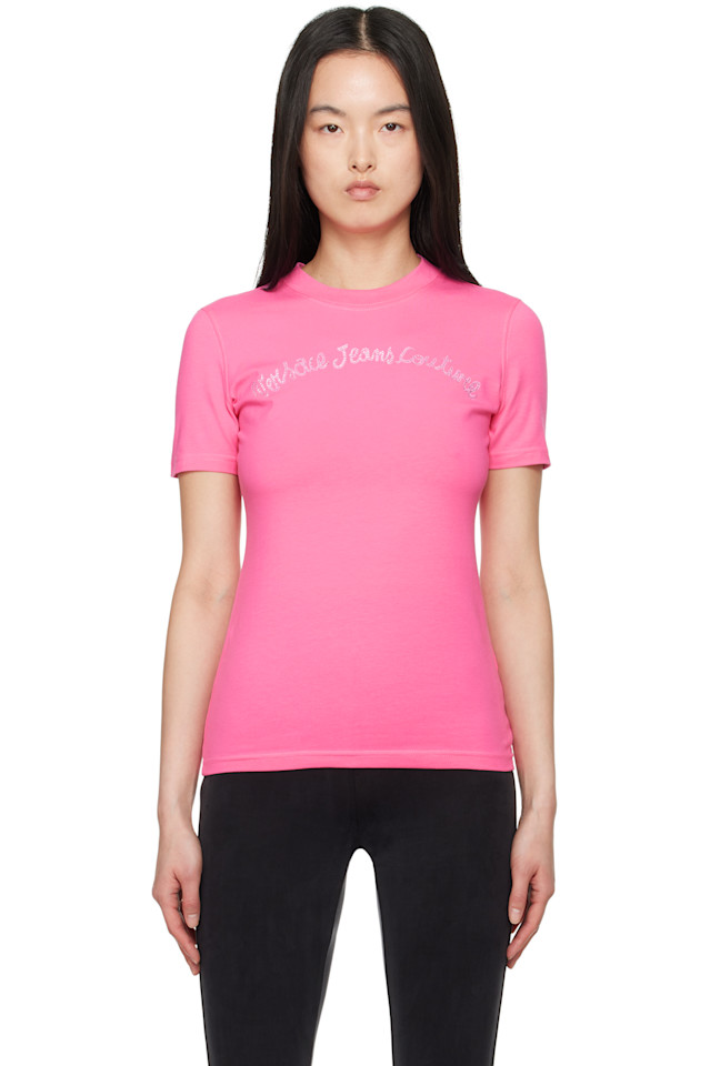 

Футболка с принтом Versace Jeans Couture, цвет flamingo