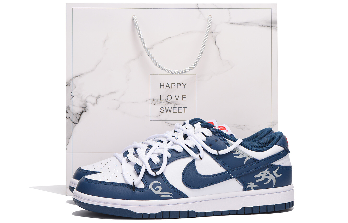 

Кроссовки для скейтбординга Dunk мужские с низким верхом белого цвета Nike, темно-синий