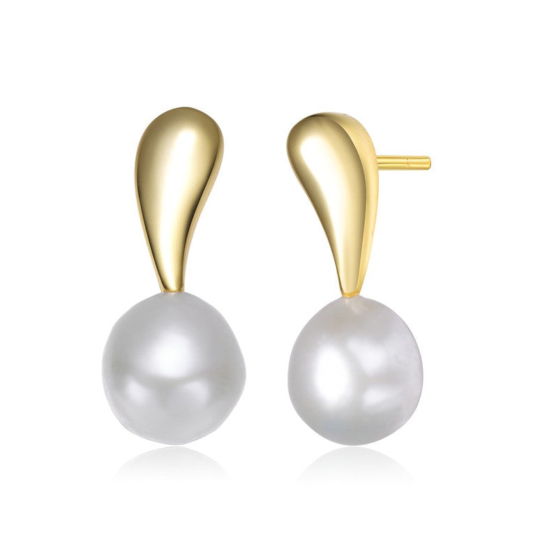 

Серьги-гвоздики GENEVIVE из стерлингового серебра с позолотой и пресноводным жемчугом Genevive, золотой