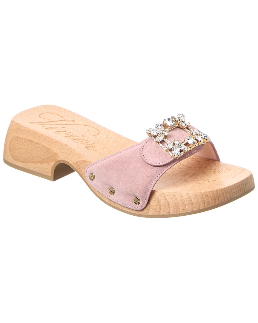 Roger Vivier Viv' Клоги Замшевые Мюли, розовый