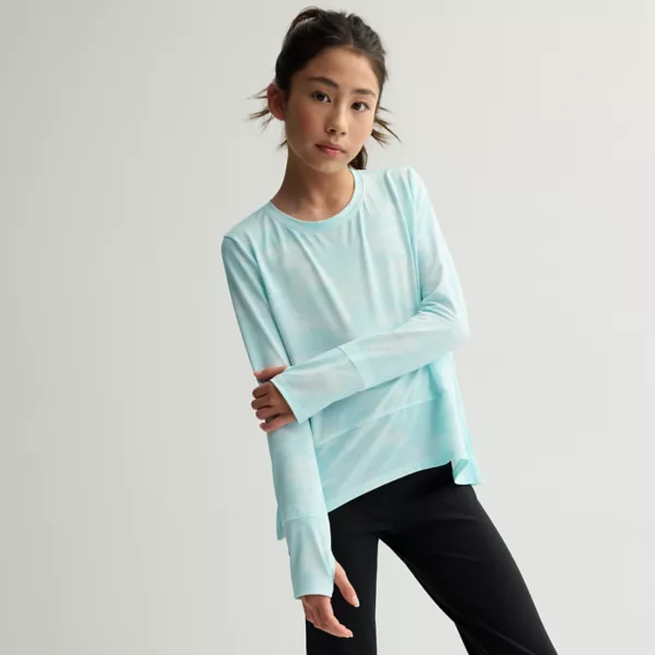 

Длинный свободный свитер с круглым вырезом для девочек 7-20 Tek Gear, цвет aqua linear