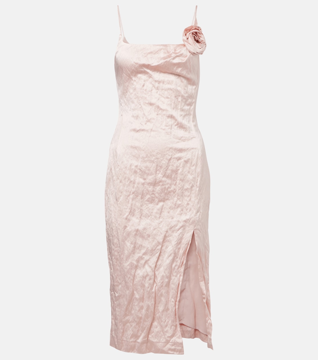 

Платье миди из атласа с цветочной аппликацией Blumarine, Powder Pink