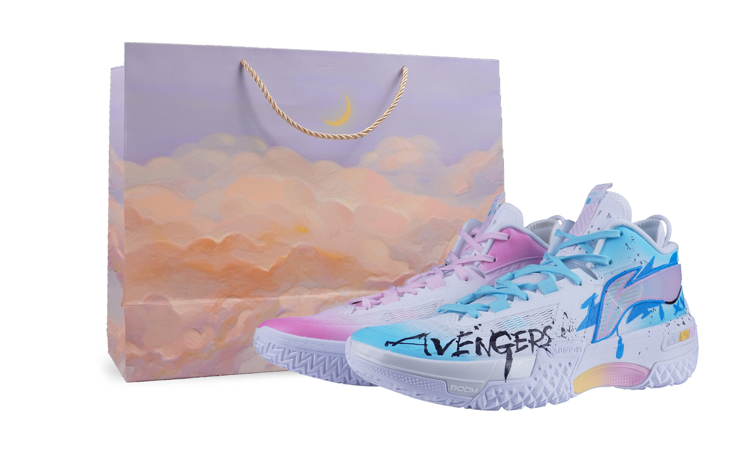 

LINING Кроссовки баскетбольные mid top мужские pink blue mismatched противоскользящие устойчивые к истиранию