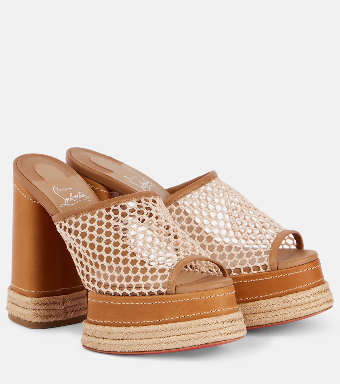 Альмеха 130 платформенные мюли-эспадрильи Christian Louboutin, Lionne/Terra/Lin Lionne