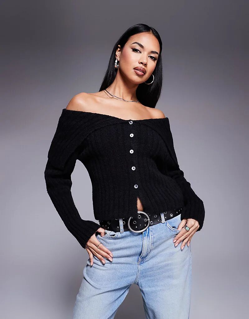 

Джемпер с открытыми плечами черного цвета ASOS DESIGN