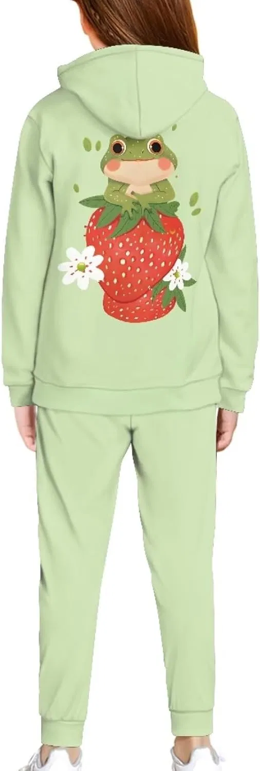 Детский спортивный костюм YECARYPOD, толстовка и джоггеры, цвет Frog Strawberry — фото 2