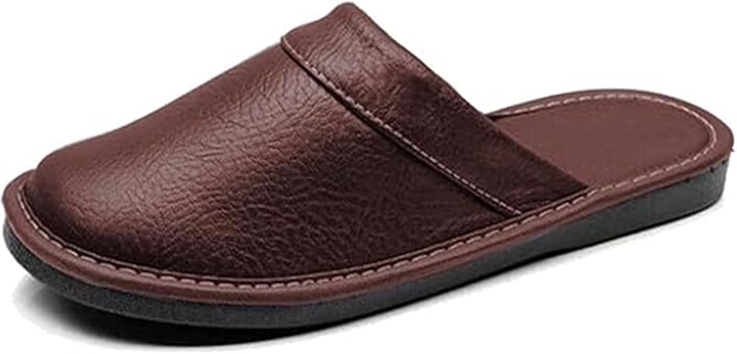

Мужские кожаные закрытые тапочки Xinduoyu, повседневные домашние дышащие антискользящие сандалии для пары, коричневый