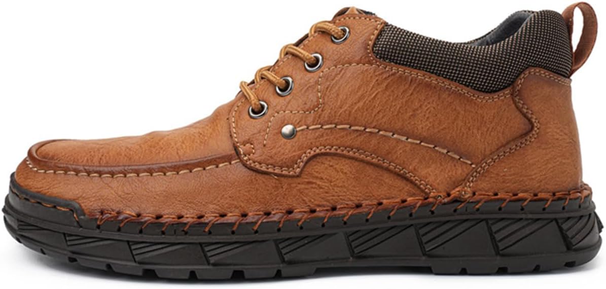 

Мужские повседневные кожаные туфли ZHOUPULP, лоферы, модные удобные кроссовки на шнуровке, ручная строчка, лоферы средней высоты, коричневый