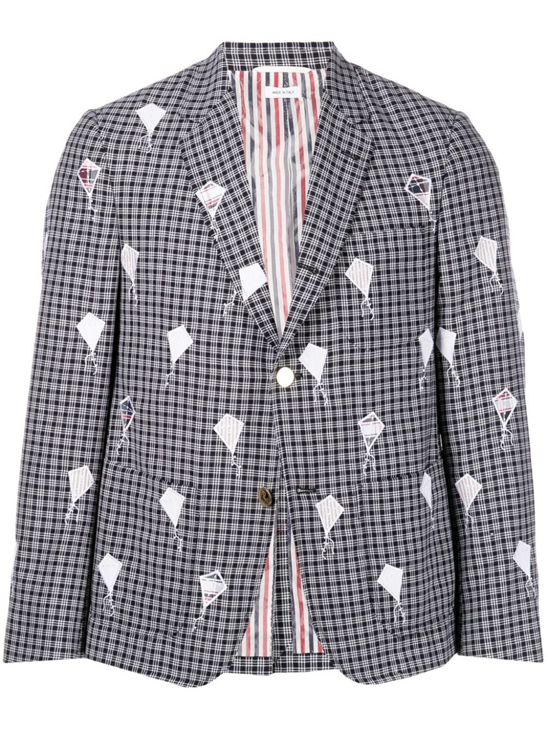 

Thom Browne пиджак в технике пэчворк с вышивкой, синий
